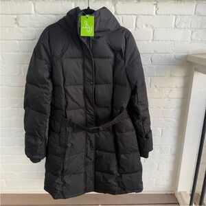 Sam Edelman Navy Blue Hooded Belted Puffer Coat